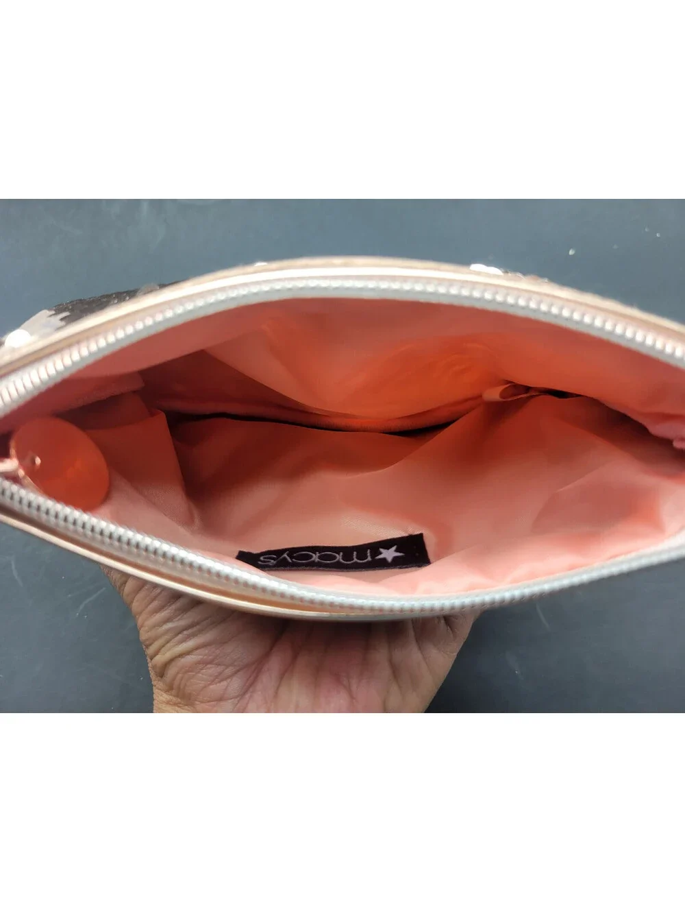 6 x  Reversible Sequin Makeup Cosmetic Pouch Travel Bag Rose Gold / White